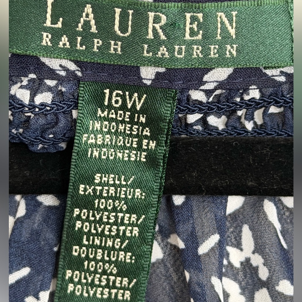 Lauren Ralph Lauren Navy and White Blouson Dress 16W - Picture 7 of 8